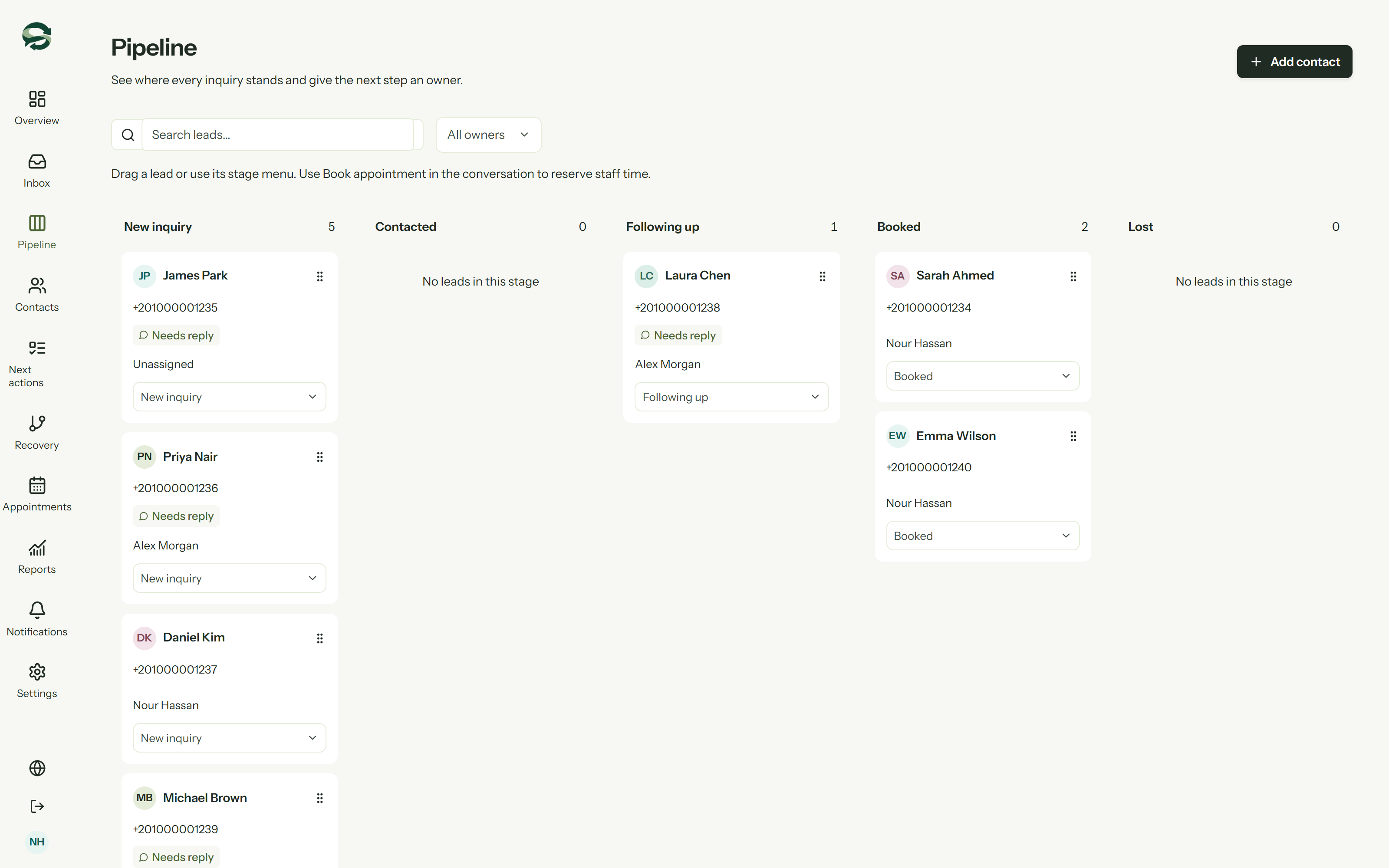 Respontra product interface showing Book a time with your team with illustrative records