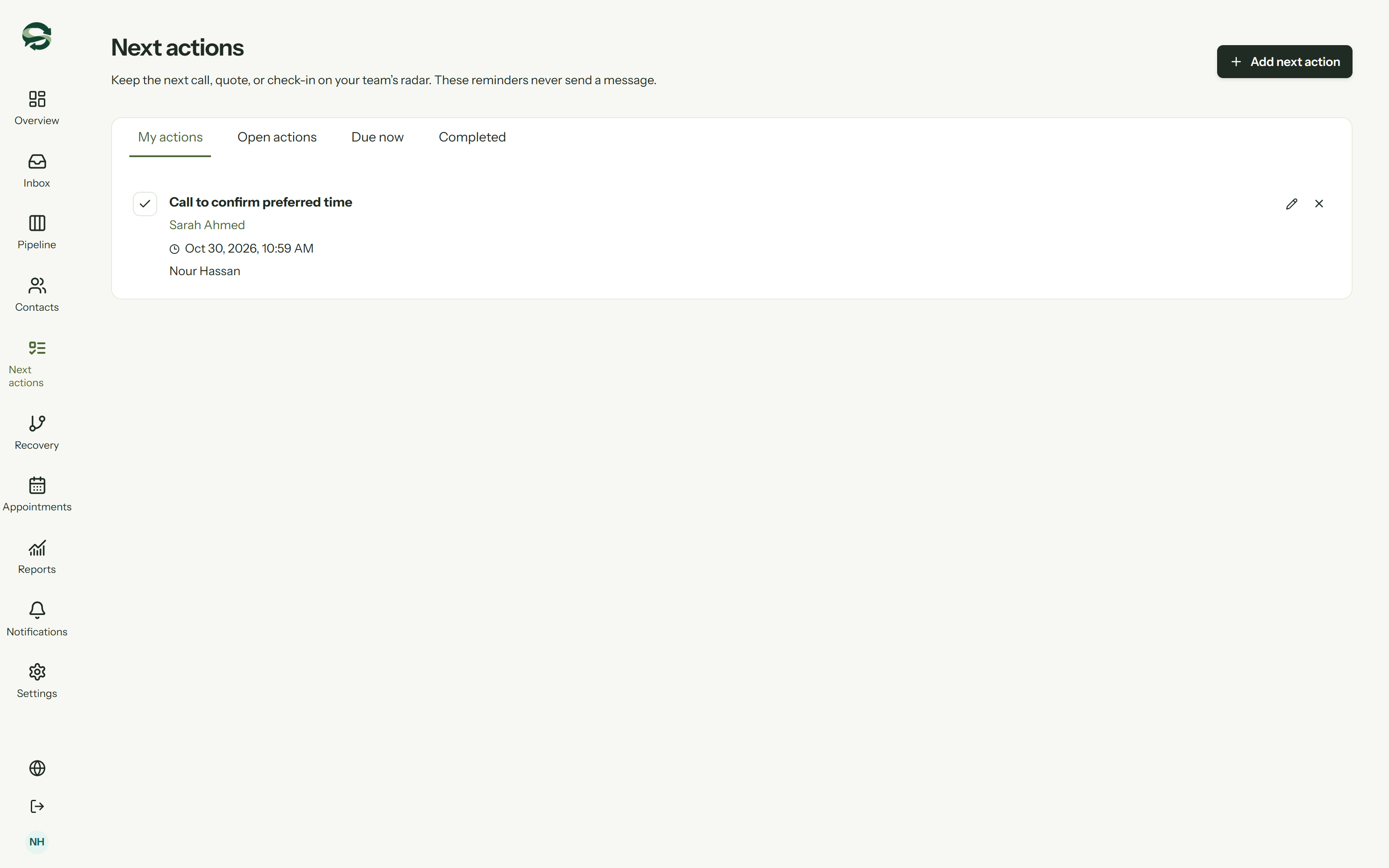 Respontra product interface showing Follow up with permission with illustrative records